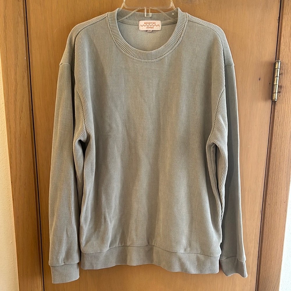 Negative Space Ribbed Crewneck Sweatshirt Top Gray Size Small